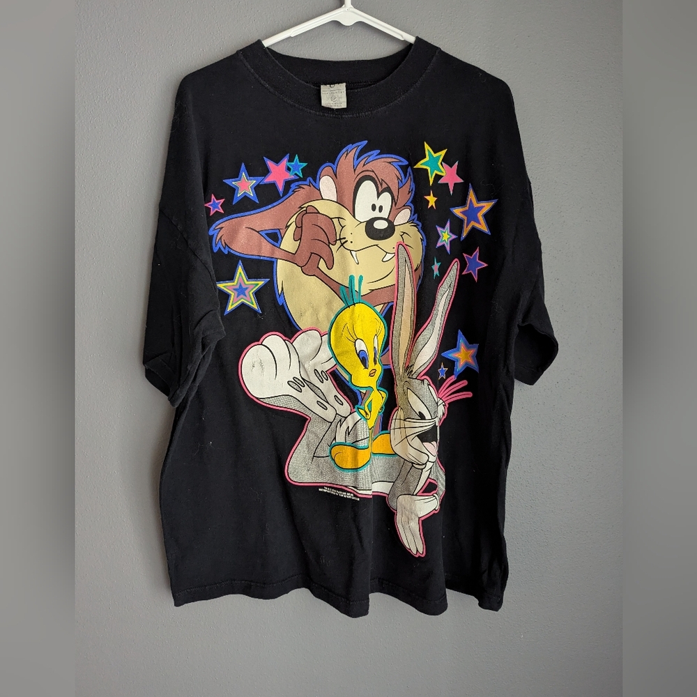 Sun sportswear vintage black crewneck Looney tune t-shirt size 22 wide 1994